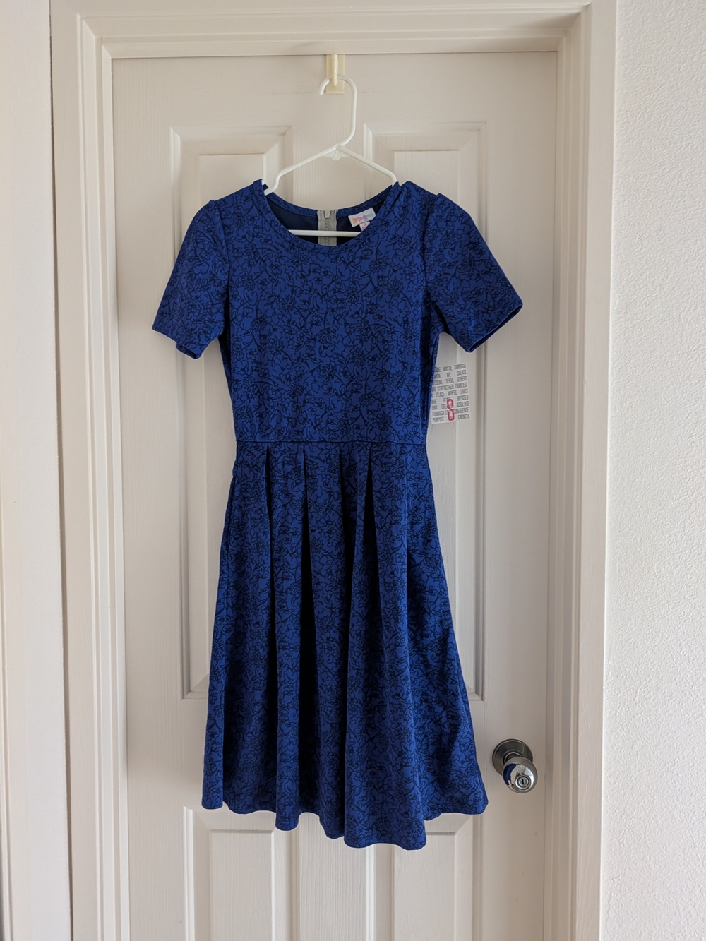 LuLaRoe Royal Blue Floral Fit & Flare Dress